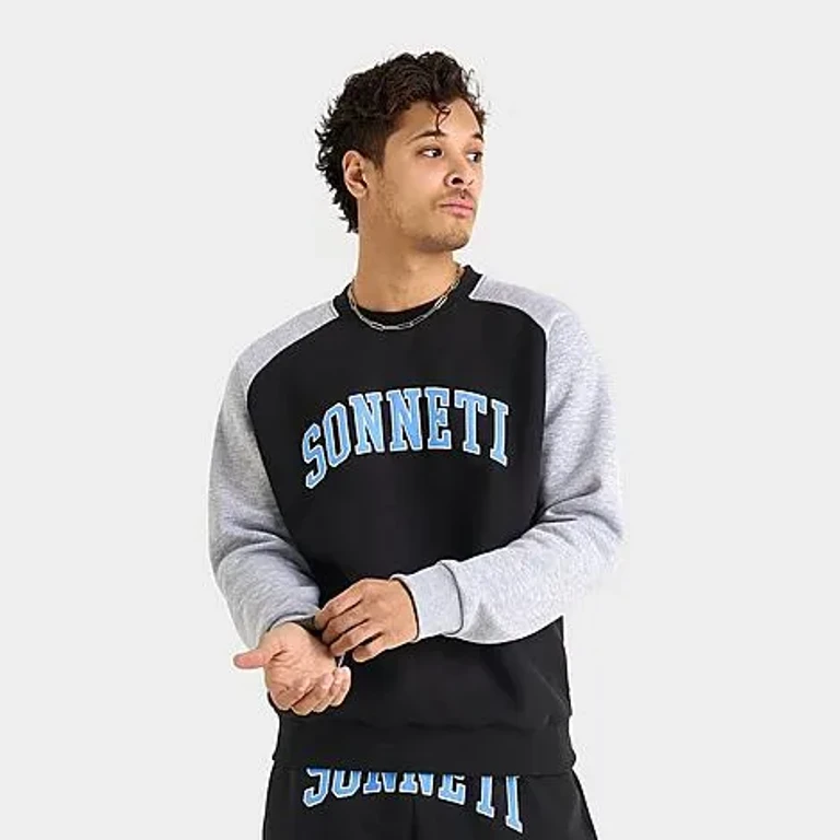 Sonneti Men's Kilo Fleece Crewneck Sweatshirt in Black/Grey/Marina Blue Size: Small