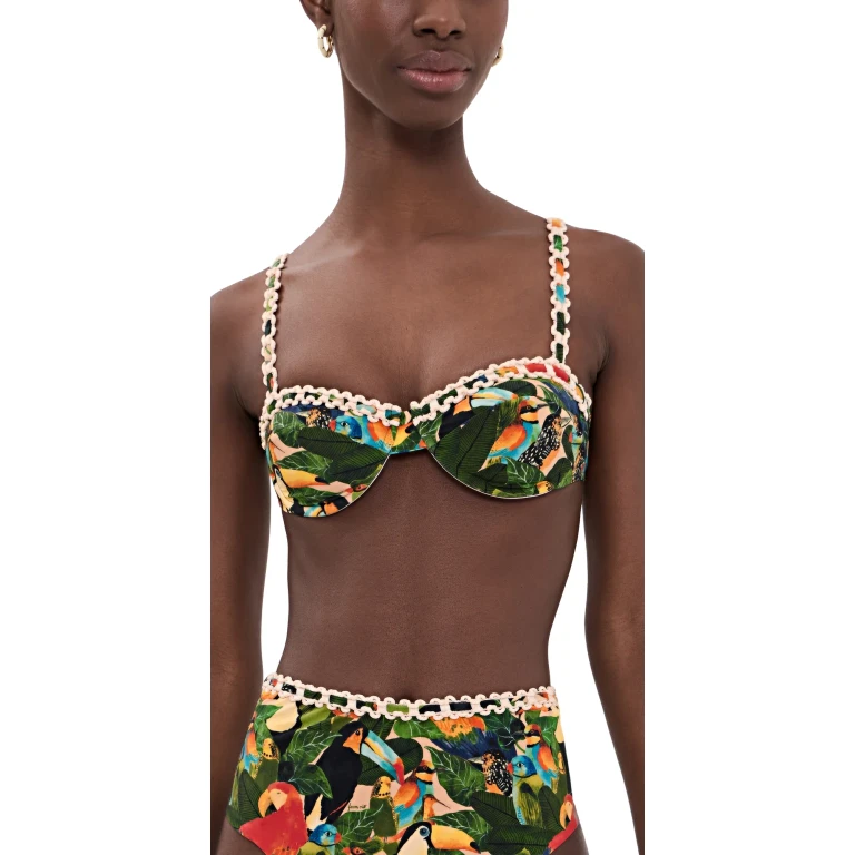 FARM Rio Bird Leaves Underwire Bikini Top Bird Leaves Sand L