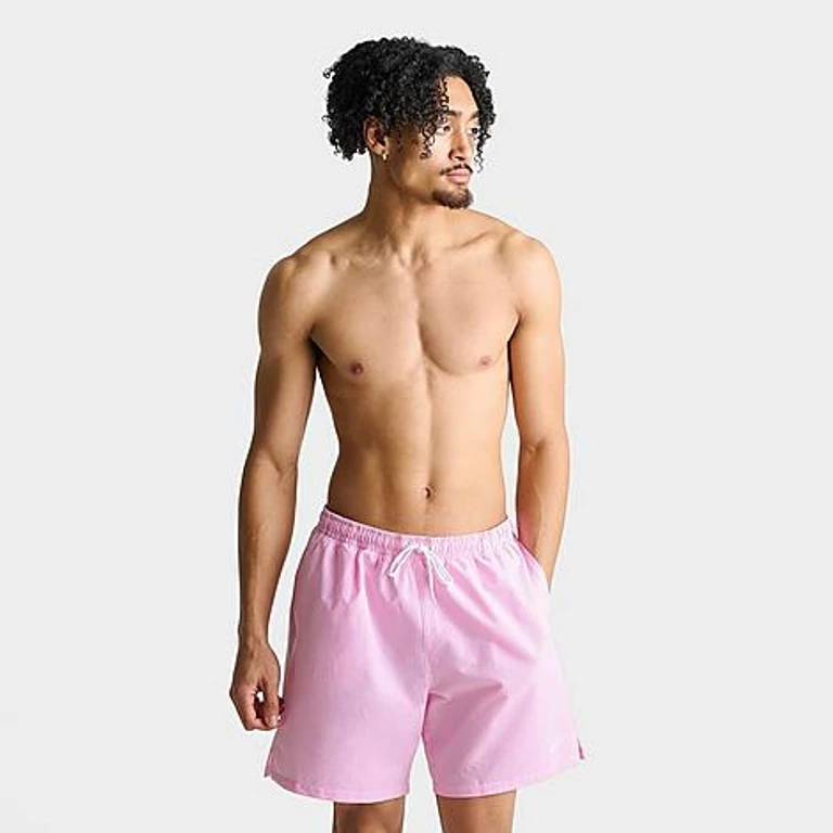 Nike Men's Swim Breaker Seersucker Ripple Brief-Lined 7" Volley Shorts in Pink Glow Size: Small