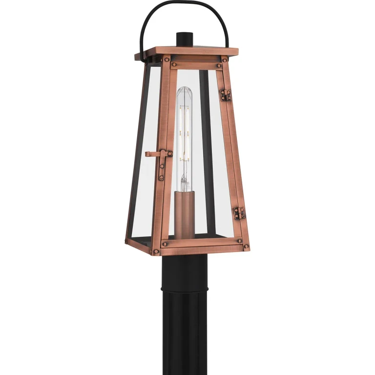 Aged Copper One Light Outdoor Post Mount from the Carolina Collection