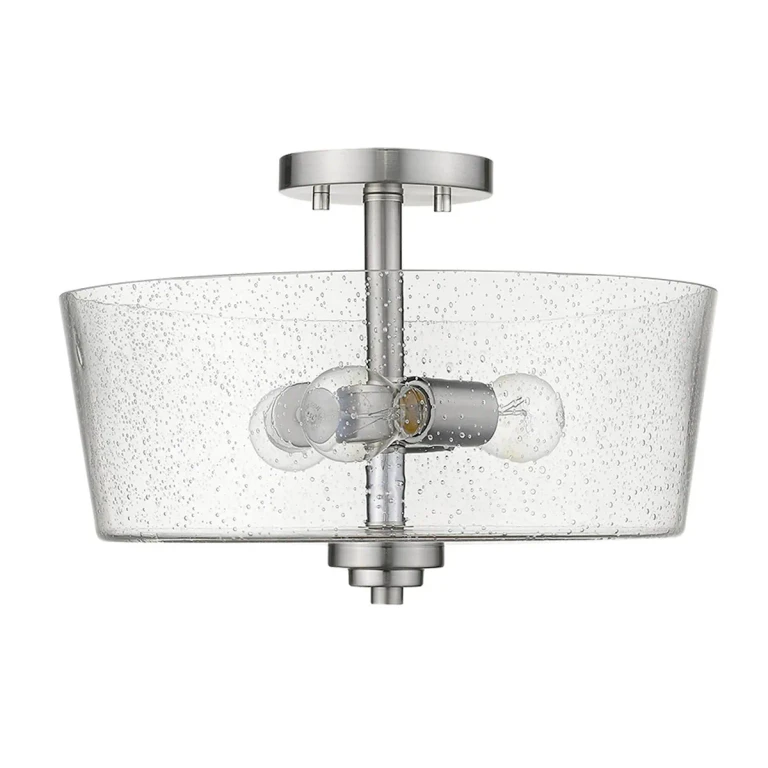 Satin Nickel Three Light Semi-Flush Mount from the Rowe Collection