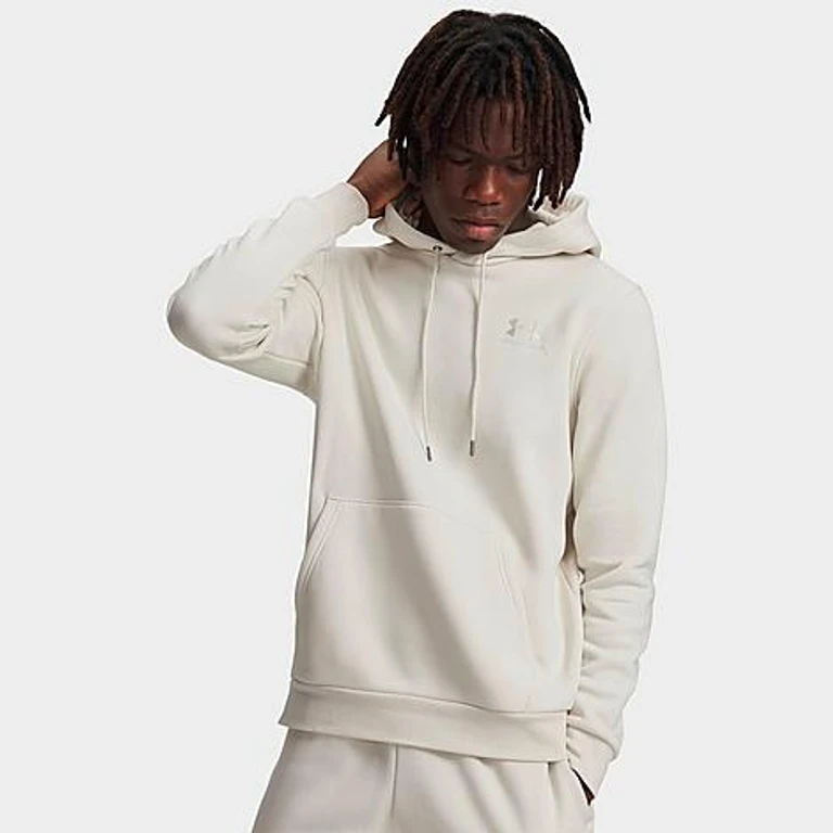Under Armour Men's Essential Icon Fleece Hoodie in Summit White/Summit White Size: Small