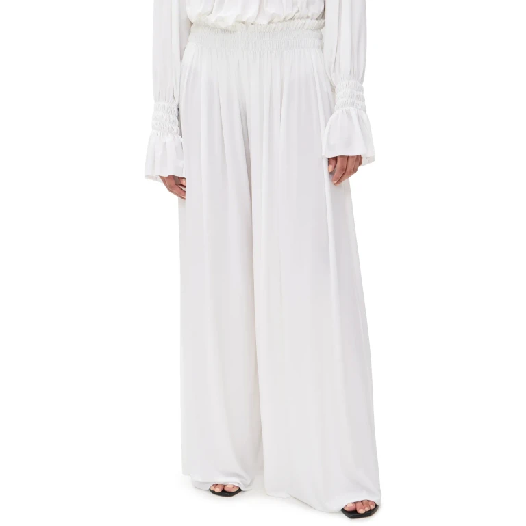 Norma Kamali Wide Leg Peasant Pants Snow White S