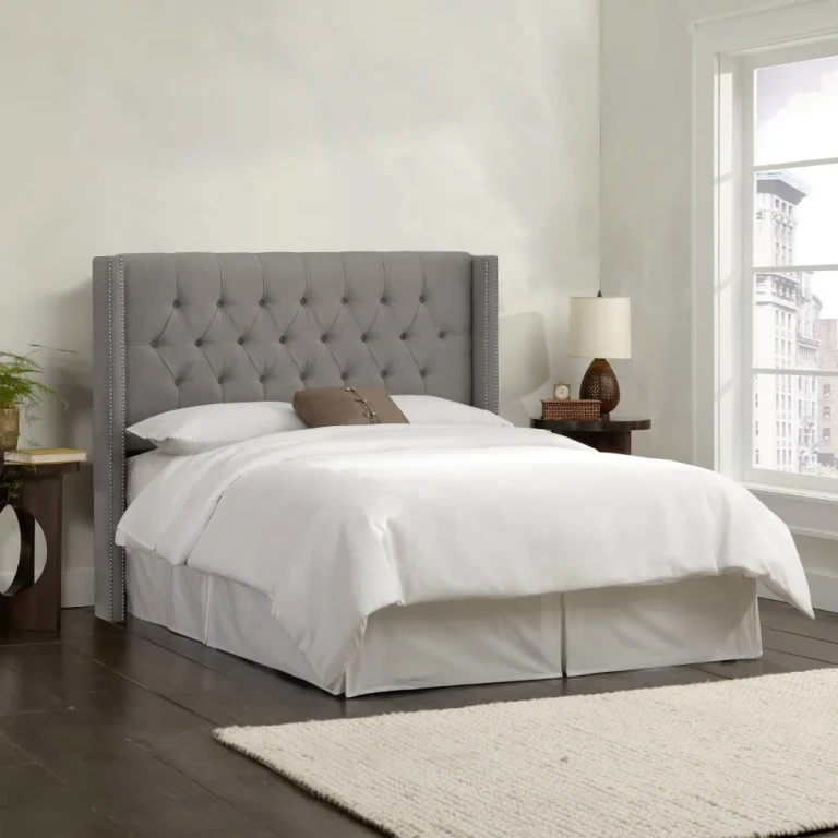Abigail Gray Diamond Tufted Wingback California King Headboard - Skyline Furniture