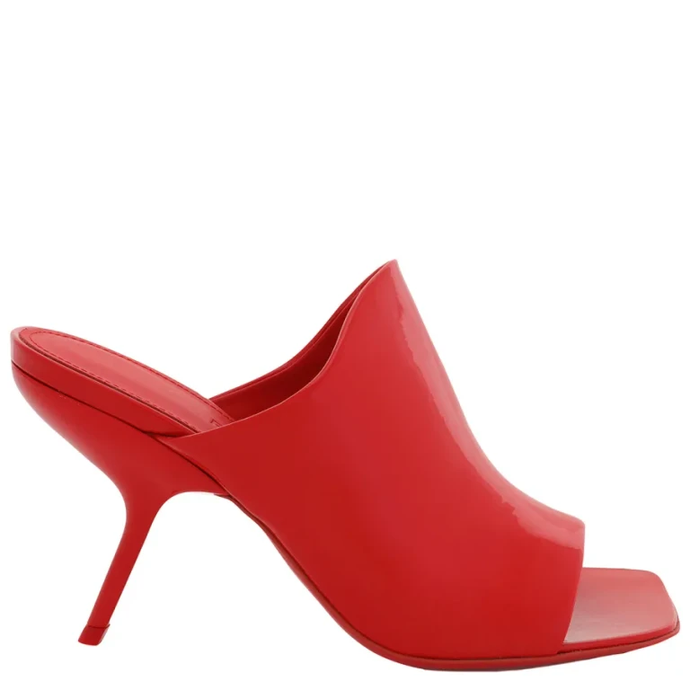 Ferragamo Red Calfskin Open-Toe Slide Sandals