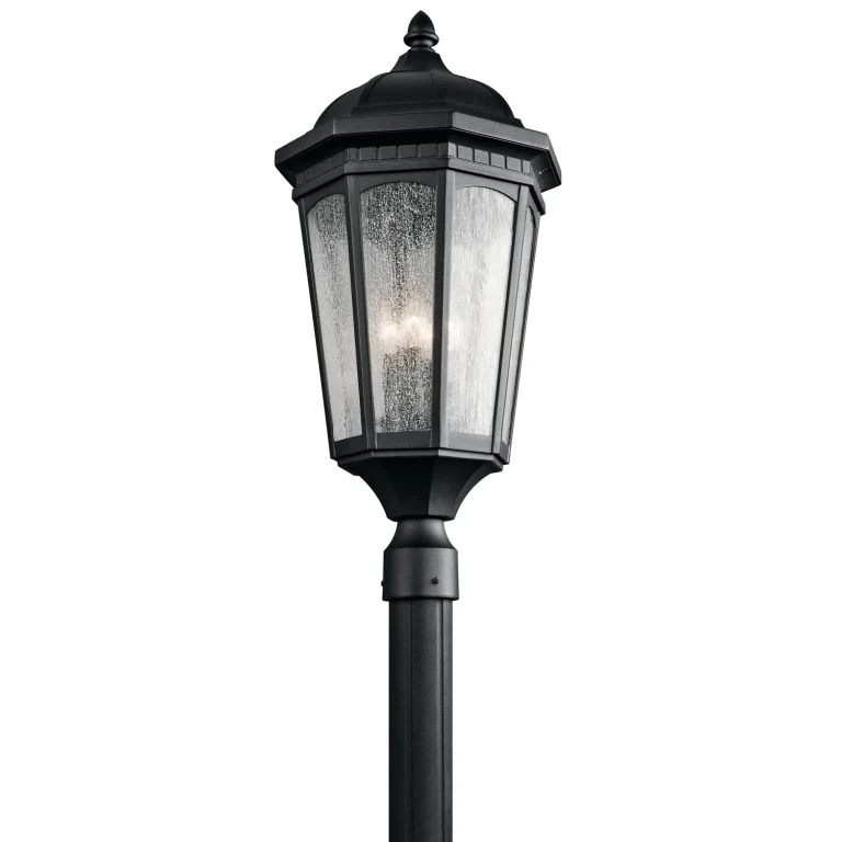 Courtyard 3-Light Post Lantern in Textured Black