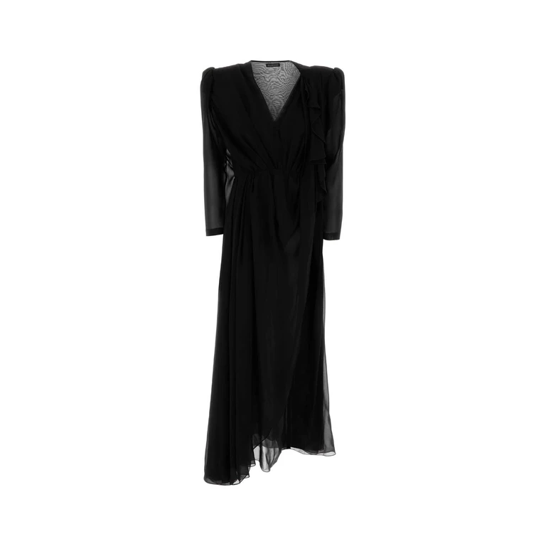 Balenciaga Black Crepe Dress Exterior: Silk Abiti - Women