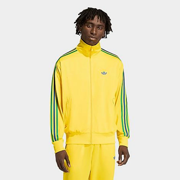 adidas Men's Originals adicolor Sport Firebird Track Jacket in Eqt Yellow/Green/Collegiate Royal Size: Small