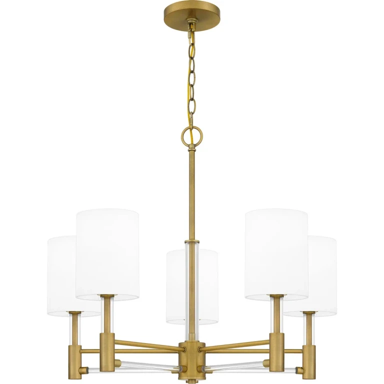 Aged Brass Five Light Chandelier from the Gretchen Collection