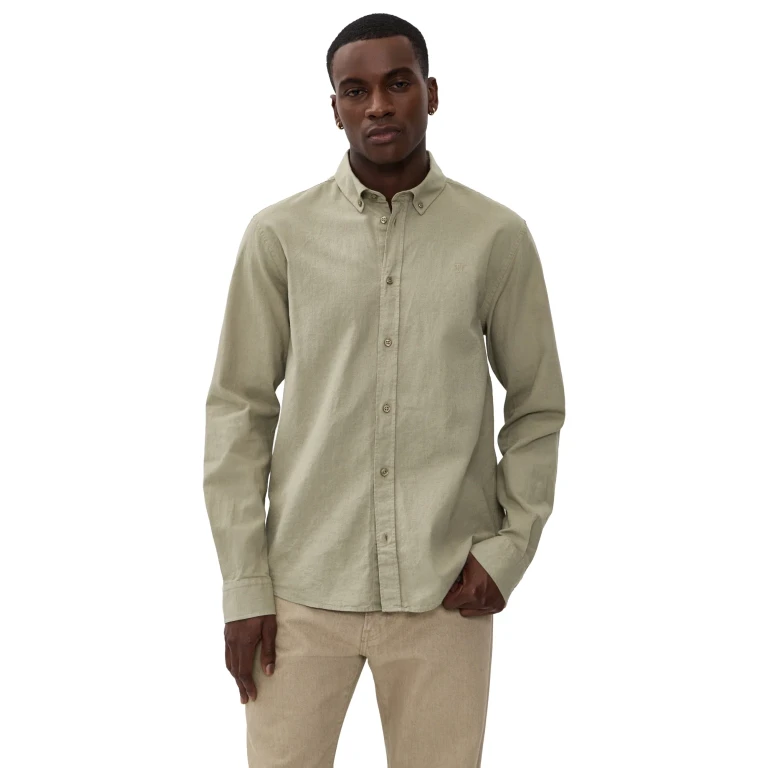 Les Deux Konrad Cotton Linen Shirt Laurel Oak Sand XL