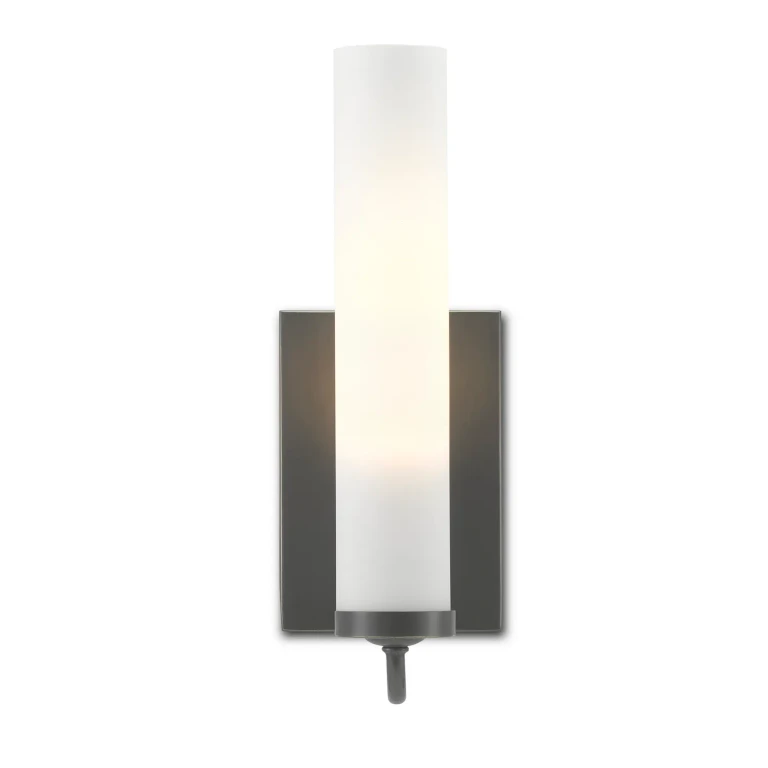 Oil Rubbed Bronze Opaque Glass Wall Sconce from the Bagno Collection