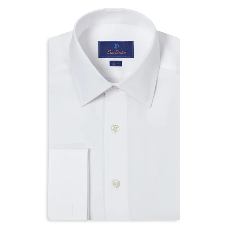 David Donahue Slim Fit Broadcloth French Cuff Dress Shirt