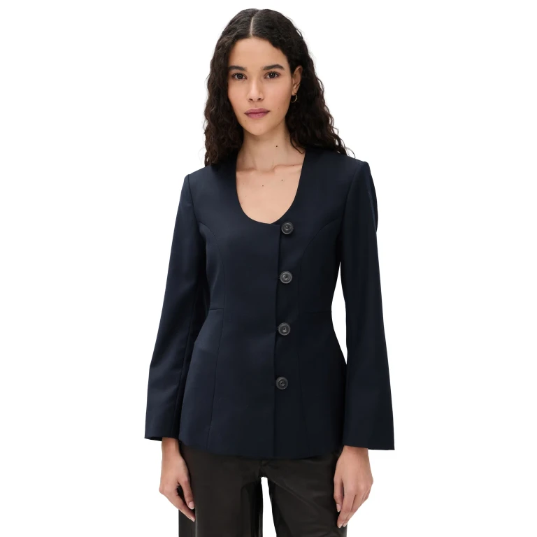 SB Collarless Blazer Dark Navy 38