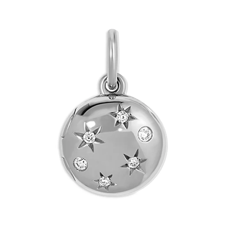 Adina Reyter Sterling Silver Diamond Celestial Locket Hinged Charm Pendant