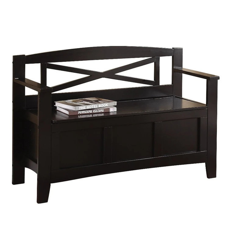 Metro Black Entryway Storage Bench