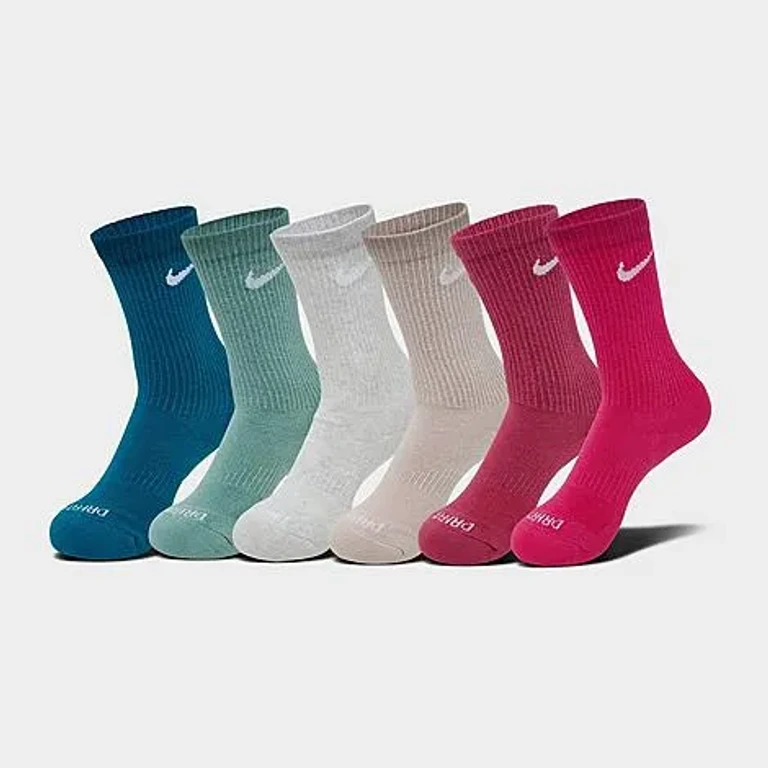 Nike Everyday Plus Cushioned Crew Training Socks (6-Pack) in Sweet Beet/Cannon/Glacier Size: Small