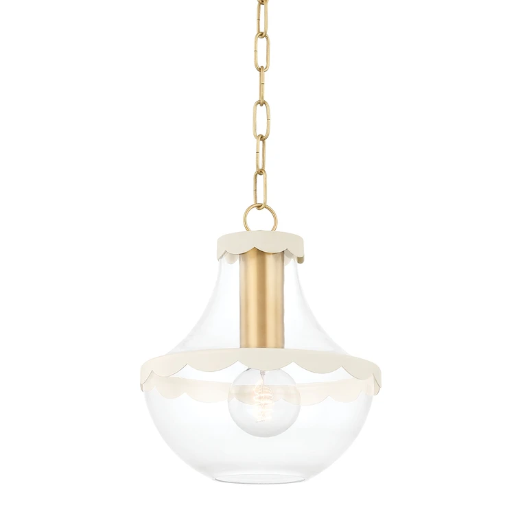 Aged Brass One Light Pendant from the Alaina Collection