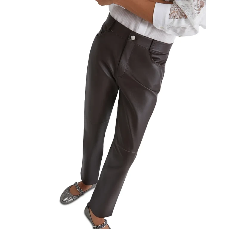 Marella Sport Doroty Leather Straight Jeans in Brown