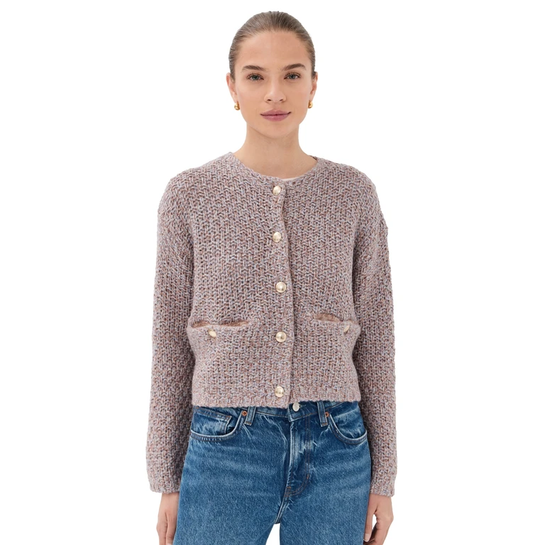 Sablyn Charlene Cropped Cashmere Welt Pocket Jacket Prairie Sand Multi M