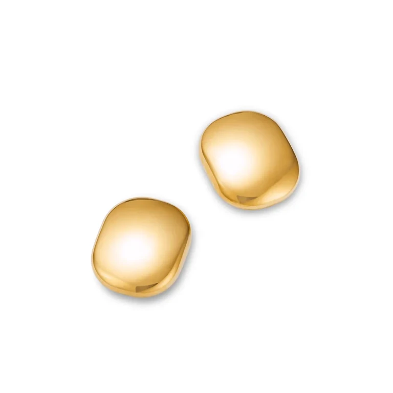 Polished Oval Stud Earrings in 14K Yellow Gold