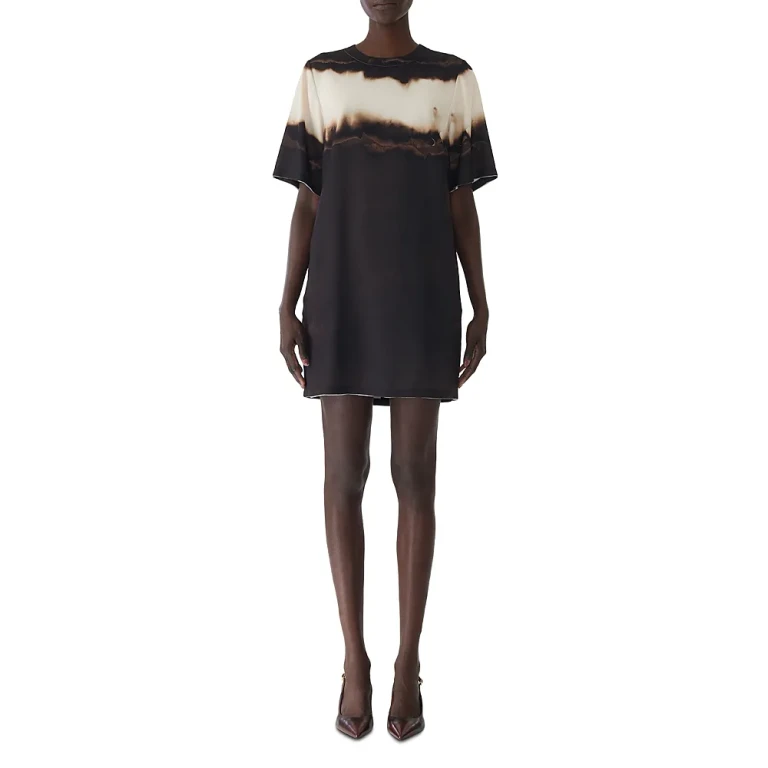 Jason Wu Collection Burned Stripe Short Sleeve T Shirt Dress