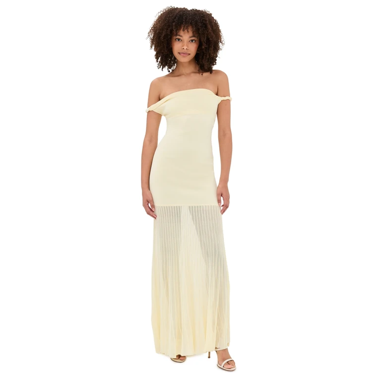 SIR. Elia Off Shoulder Twist Dress Lemon Sorbet 4