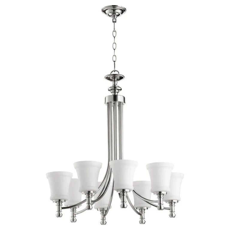 Quorum Rossington 8-Light 29" Transitional Chandelier in Polished Nickel