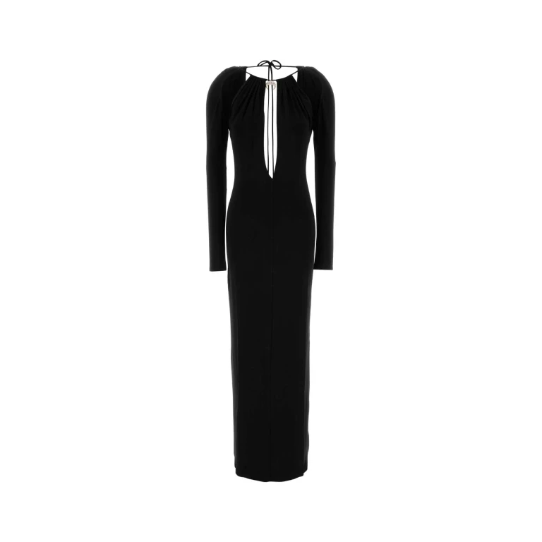 Marine Serre Black Jersey Long Dress