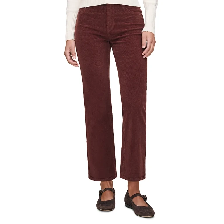 DL1961 Patti High Rise Ankle Straight Corduroy Jeans in Syrah