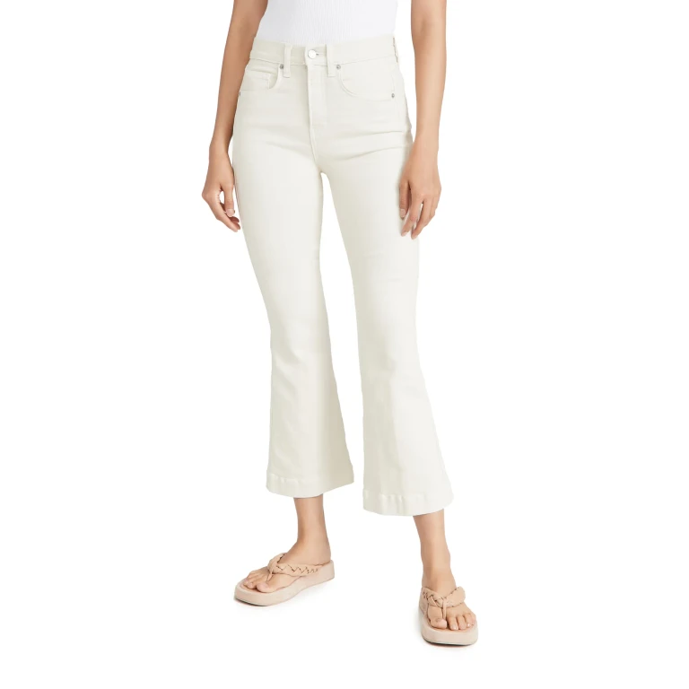 Veronica Beard Jean Carson High Rise Ankle Flare Jeans Ecru 25