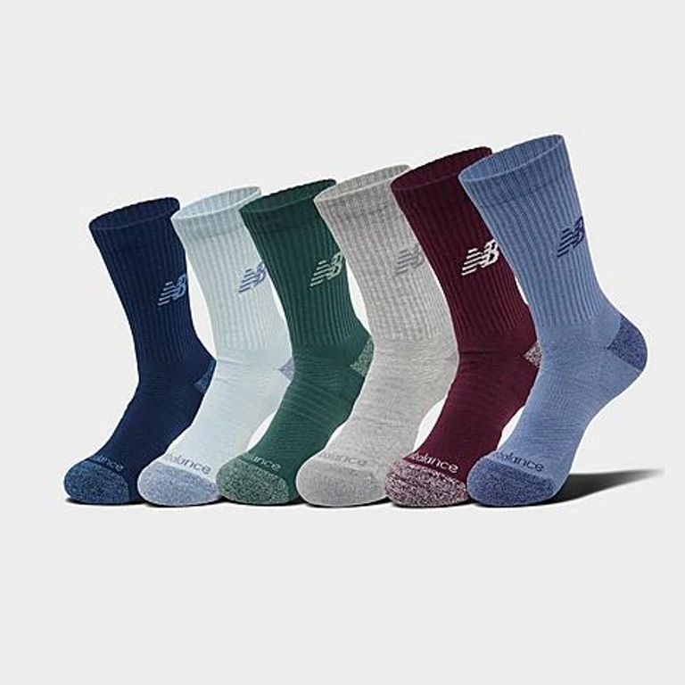 New Balance Active Crew Socks (6-Pack) in Faded Plum/Navy/Multi Size: Medium