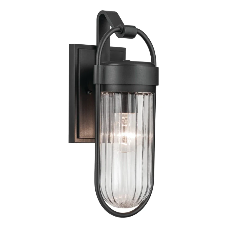Textured Black One Light Outdoor Wall Mount from the Brix Collection