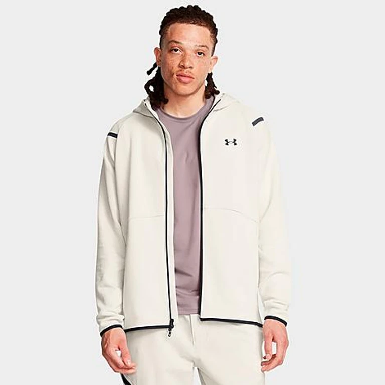 Under Armour Men's Unstoppable Fleece Full-Zip Hoodie in Summit White/Black Size: XS
