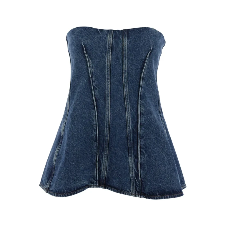 AGOLDE lara Blue Top With Back Closure And Trapeze Design In Denim Woman