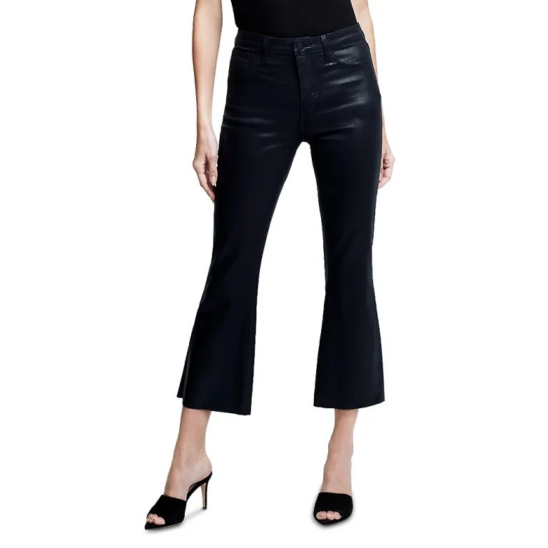 L'agence Kendra High Rise Cropped Flared Jeans in Deep Mauve