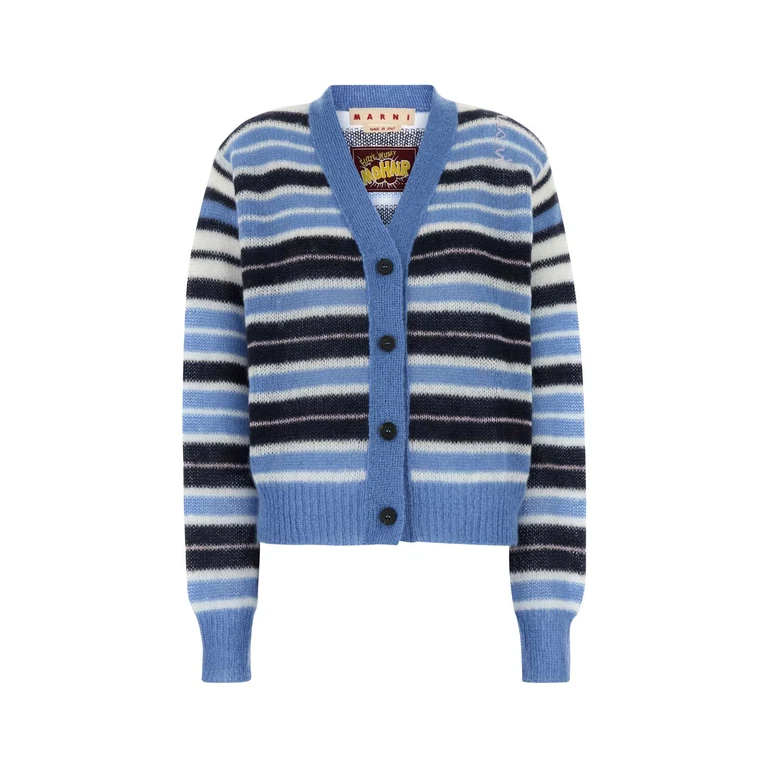 Multicolor Mohair Blend Cardigan Bluelilac Exterior: Nylon Wool Maglieria - Women