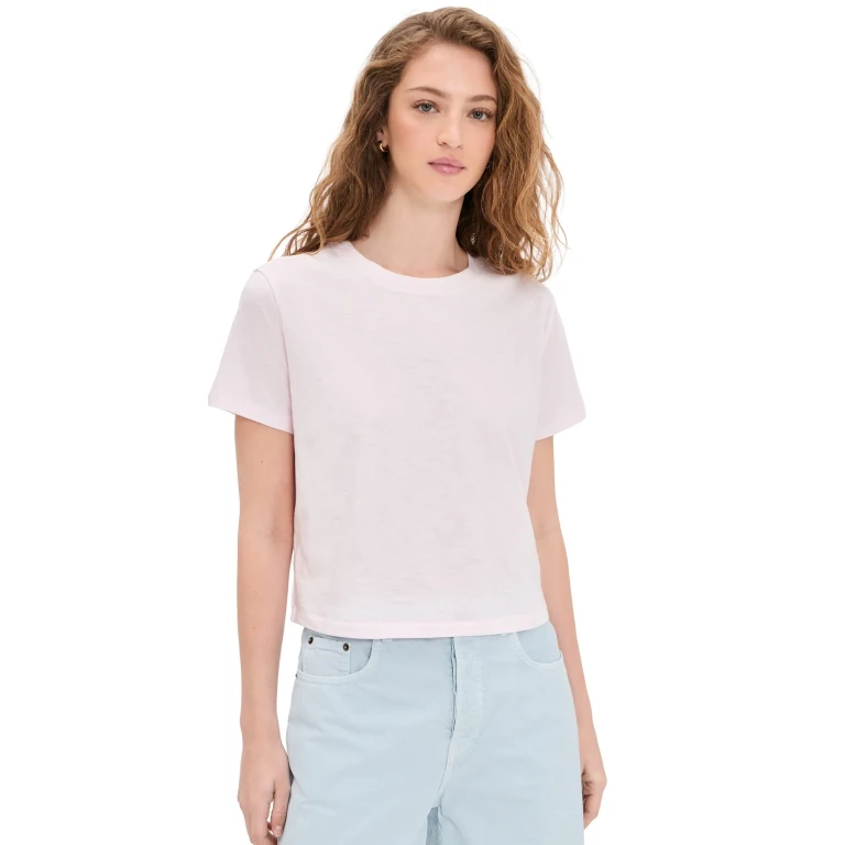 Madewell The Boxy Crop Tee in Soft Slub Eyelet White L