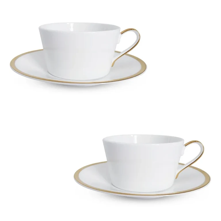 Twig New York Golden Edge Teacup & Saucer, Set of 2