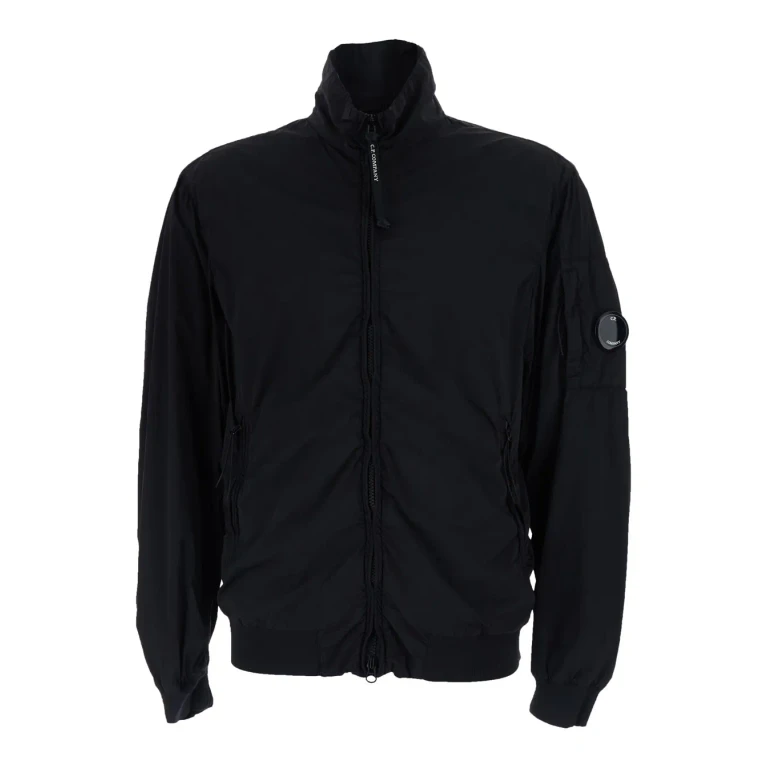 C. P. Company Black Jacket With Front Closure And Side Pockets In Tech Fabric For Men