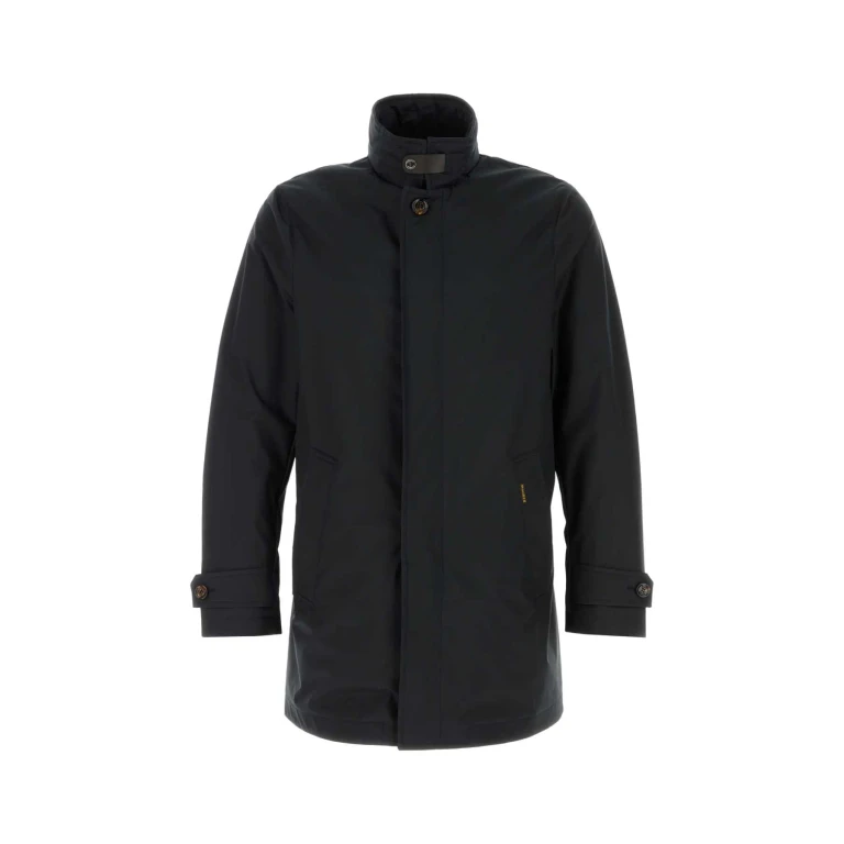 Duca-L5 Single-Breasted Breathable High-Neck Knee-Length Coat (DUCAADSDARKBLU)