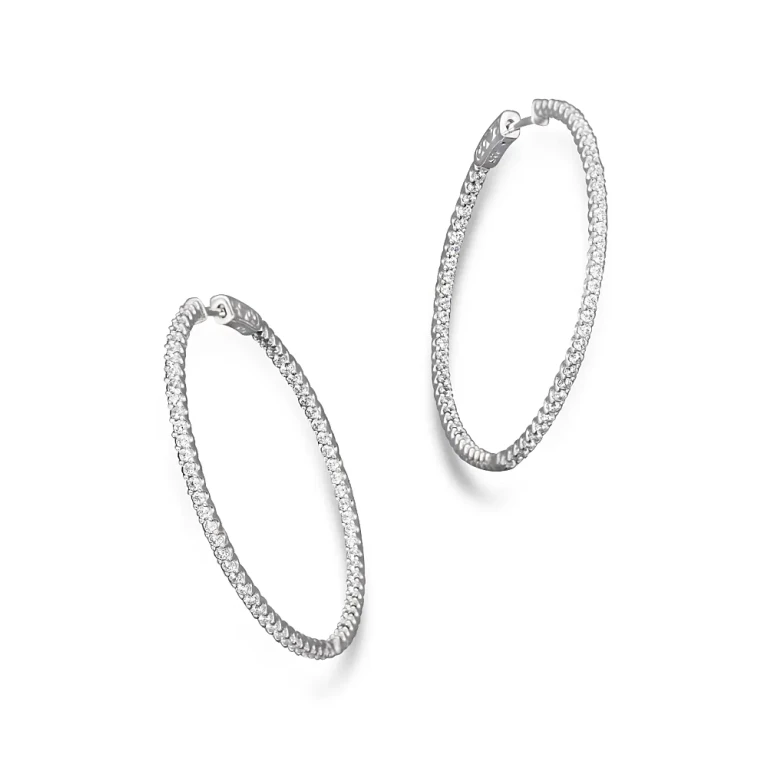 Diamond Inside Out Hoop Earrings in 14K White Gold, 2.0 tcw