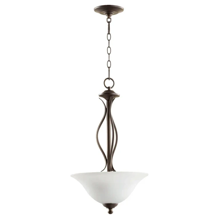 Quorum Spencer 3-Light 16" Ceiling Light in Oiled Bronze with Satin Opal