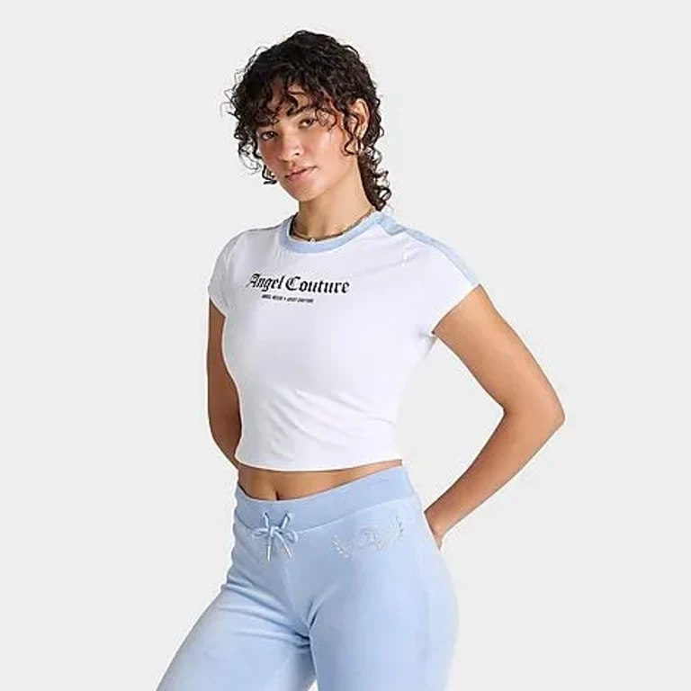 Juicy Couture Women's x Angel Reese Baby T-Shirt in White/Frosted Size: XS