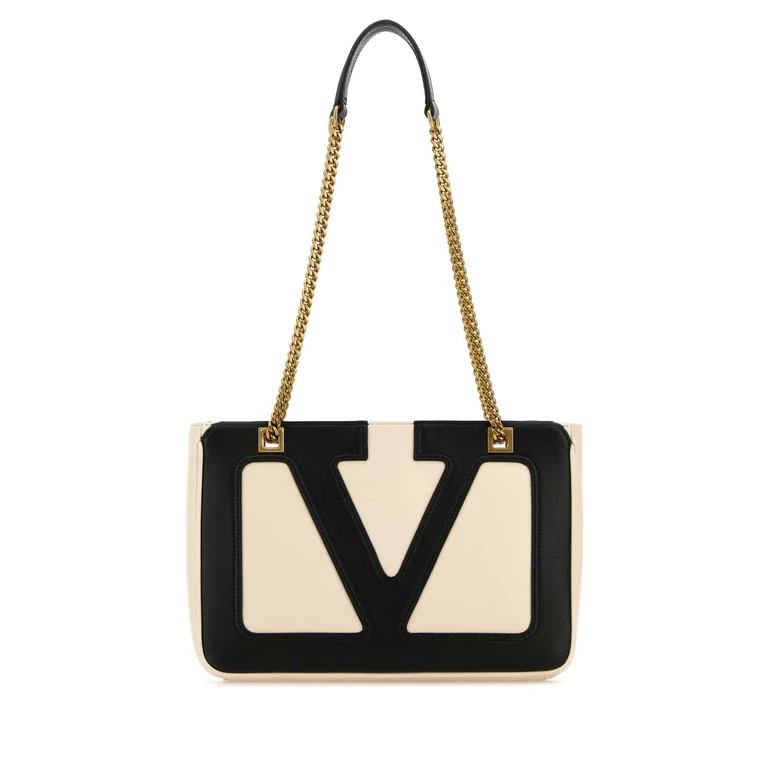 Valentino Garavani Ivory Nappa Leather Small Viva Superstar Shoulder Bag Butterwhitenero Borse A Mano - Women