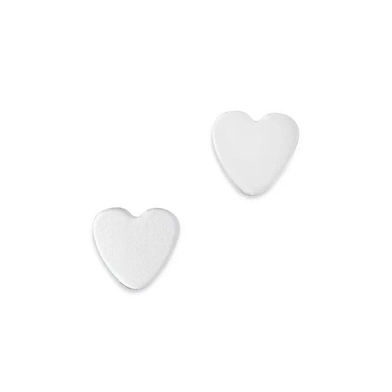 Children's Tiny Heart Stud Earrings in 14K White Gold