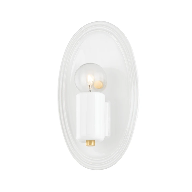 Joyce 1-Light Wall Sconce in Aged Brass with Ceramic Gloss White