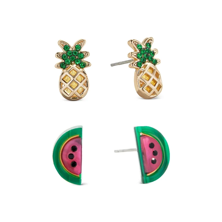 Baublebar Pick Of The Tropics Pave Pineapple & Watermelon Slice Stud Earrings, Set of 2