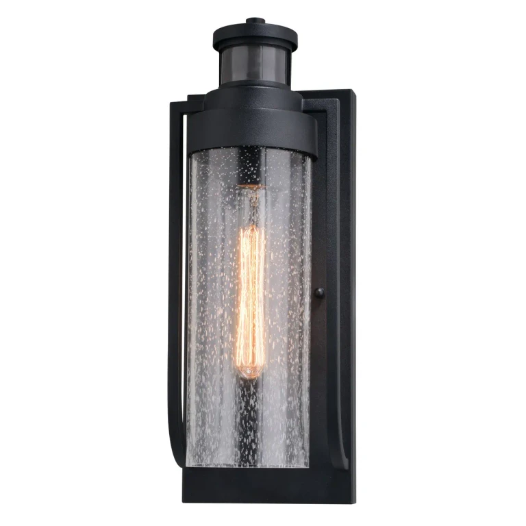 Textured Black Outdoor Motion Sensor Wall Light from the Lawton Collection