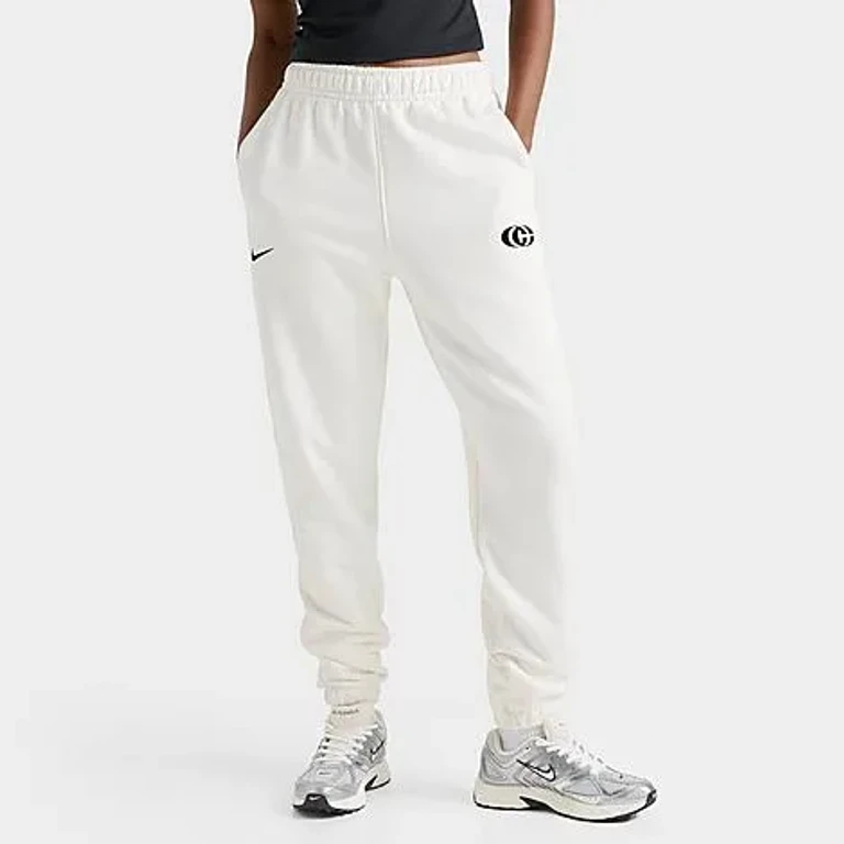 Nike Women's Caitlin Clark Premium Fleece Cuffed Pants in Sail/Black Size: 2XL