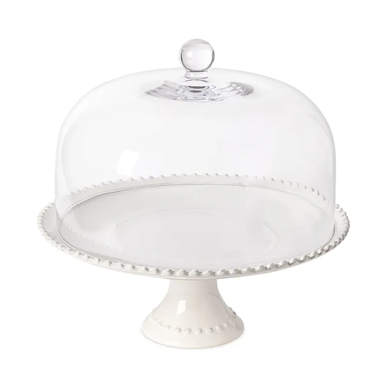 Costa Nova Pearl Footed Cake Plate with Glass Dome, Large